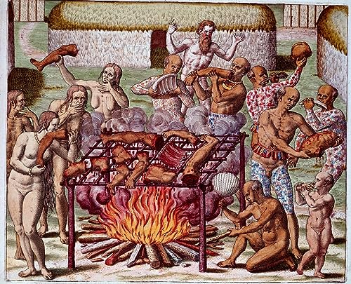 Impression d'affiches Scène de cannibalisme au Brésil De Bry Toile 60x90cm