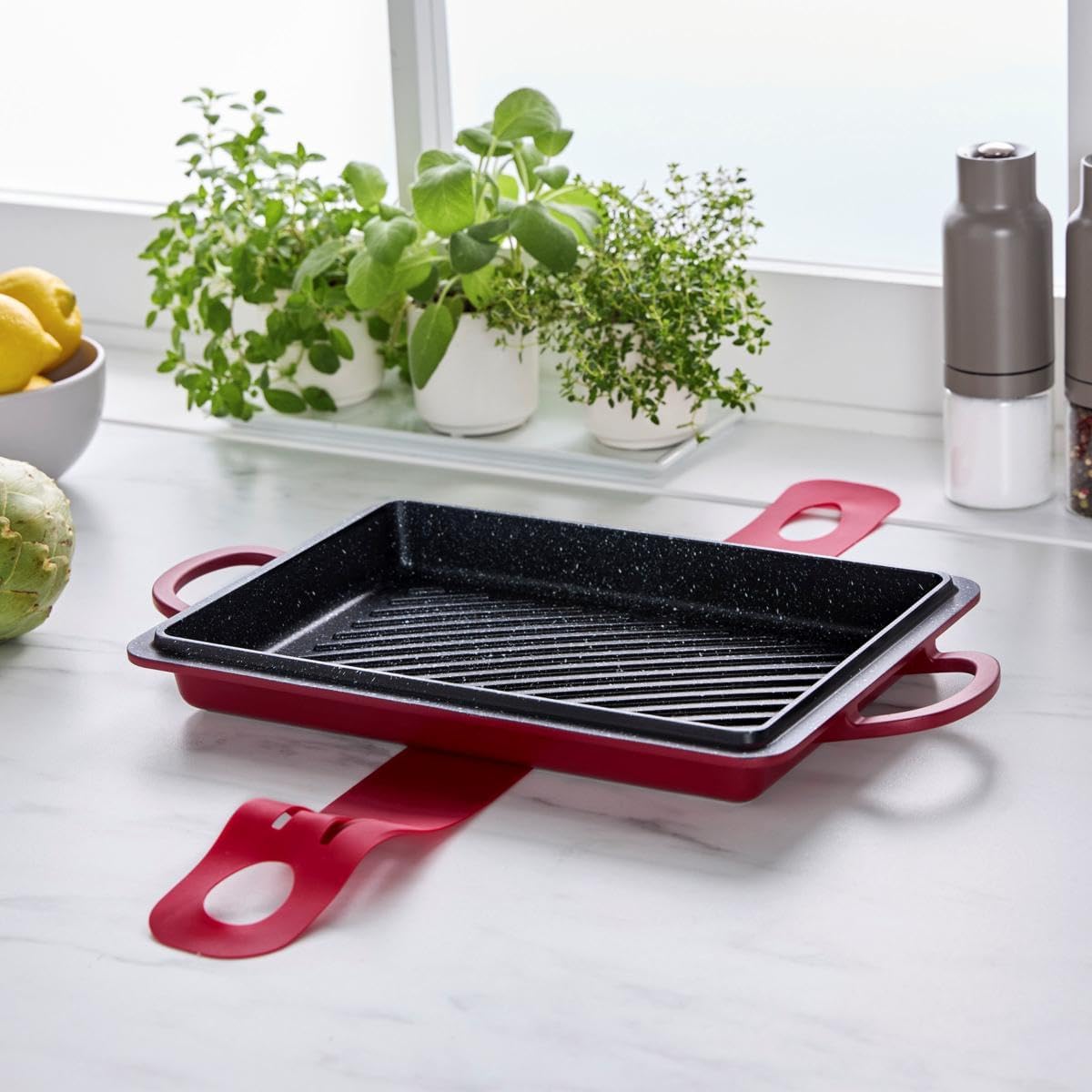 Curtis Stone 13-in-1 Dura-Pan+ Sauté Pan with Grill Pan and Lid (Renewed)