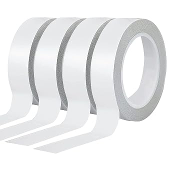 Thin Double Sided Tape for Craft,Card Making,Gift,Scrapbooking and Office School Stationery Supplies,Tear-by-Hand, Paper Backing 4Rolls,1 Inch x 32 Yards Per Roll