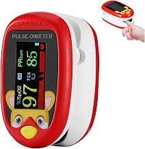Oxímetro pediátrico. Pulsómetro profesional Medidor-saturador oxígeno en sangre con pantalla LED. Control de Frecuencia Cardíaca y nivel del de oxígeno de tu bebe. (ROJO)