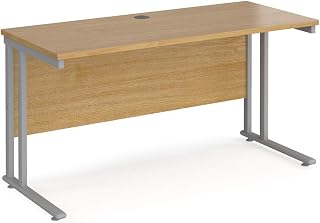 Mr Office Maestro 25 straight desk 600mm deep - silver cantilever leg, Oak, 1400