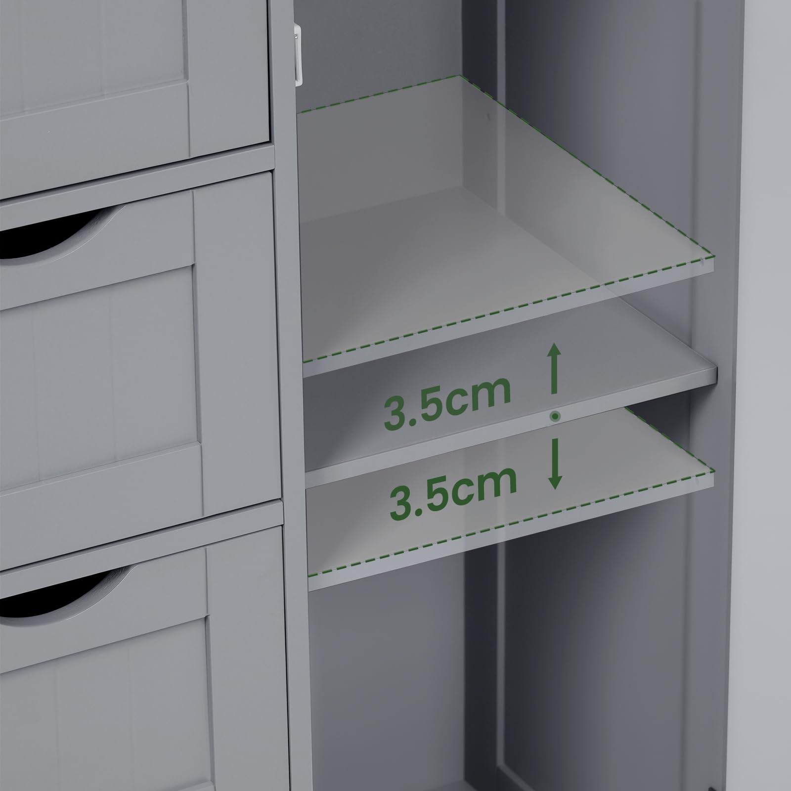Meuble De Salle De Bain EUGAD Blanc - 4 Tiroirs + 2 Compartiments - 56x30x81cm - Rangement MDF Hydrofuge