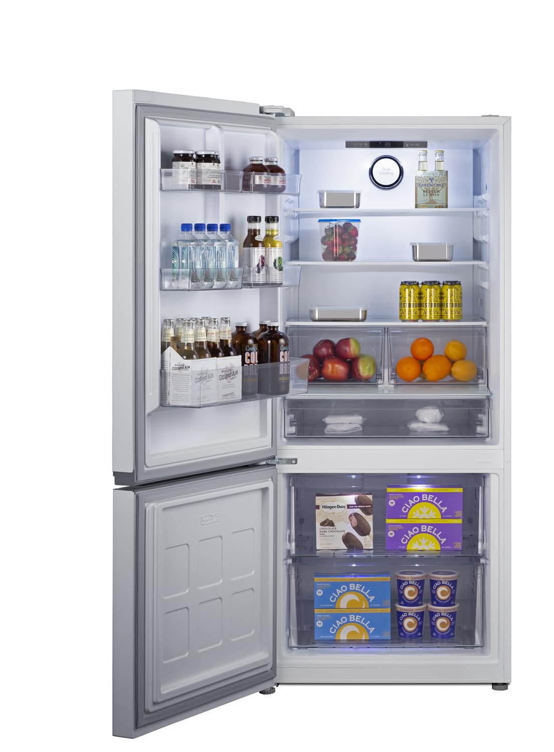 Summit 30" Refrigerator, 16.1 Cu.Ft Capacity Refrigerator-Freezer, Bottom Mount Freezer, Energy Star, White- Ffbf172wlhd (Left Handed Door Swing) on Fridge.com - View 2
