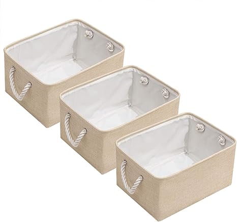 Amazon Jubangb 収納バスケット 収納かご 可愛い 収納ボックス 布 3個セット 折りたたみ 洗濯かご 布製 北欧風 小物入れ 取っ手付き おもちゃ収納 衣類収納 綿ロープ 取っ手付き セットベージュ M 36 26 6cm 収納ケース ボックス オンライン通販