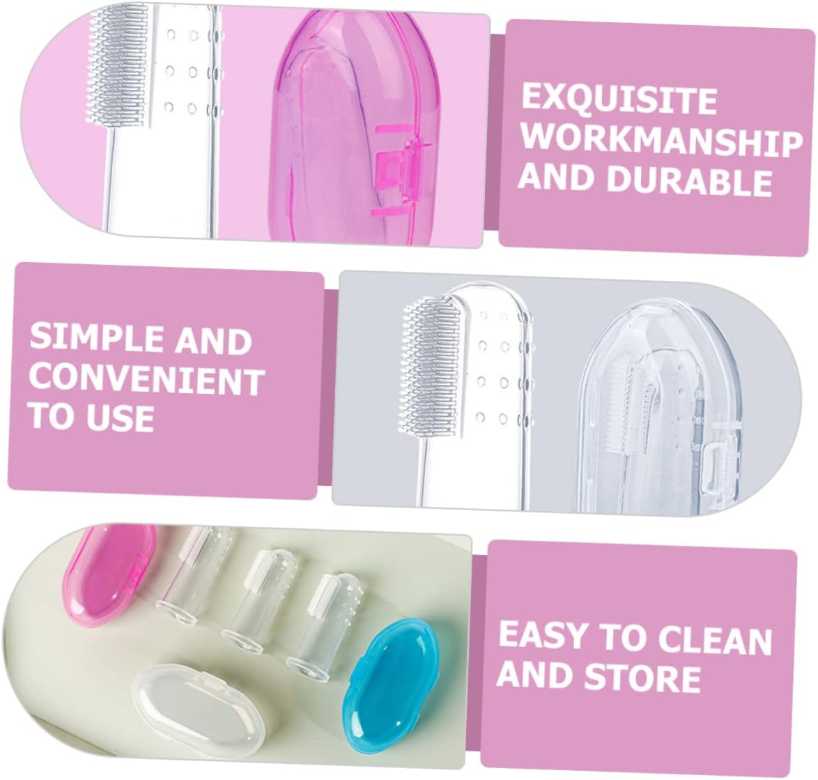 9pcs Silicone Finger Toothbrush Set for Infants and Toddlers Soft Oral Cleaning Brush for Ages 0-3 with Storage Box for Baby Teeth and Tongue Care