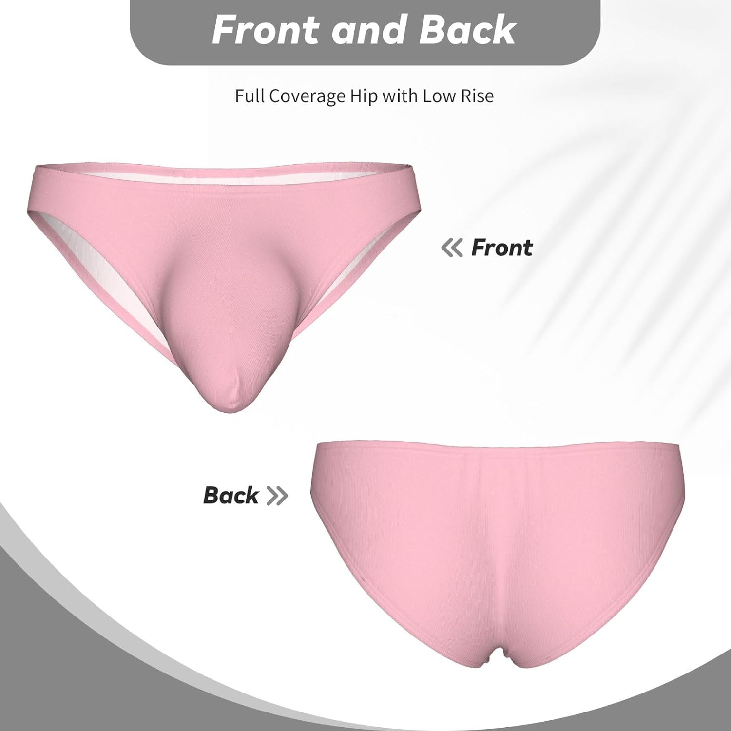 Solid color pink Men's Bikini Underwear - Soft Breathable Elasticity Comfort for Everyday Wear