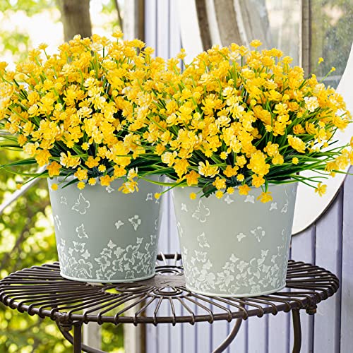 Ouddy Decor 24 Bundles Artificial Flowers for Outdoors UV Resistant Fake Plastic Plants Faux Greenery Stems for Spring Summer Indoor Garden Patio Window Box Kitchen Home Decor, Yellow by Ouddy Decor - Image 5