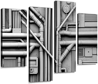IGOONE 4 Panels Canvas paintings - Gas and Oil Pipes Background - Wall Art modern Posters Framed Ready to Hang for Home Wall Decor