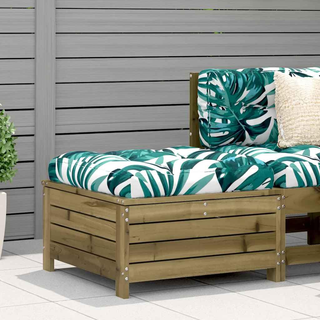 SXZenSpace 62x63.5x32 cm Impregnated Pinewood Outdoor Ottoman, Modular Garden Footstool with Storage & Slatted Seat for Small Patio, Summer House, Balcony Seating