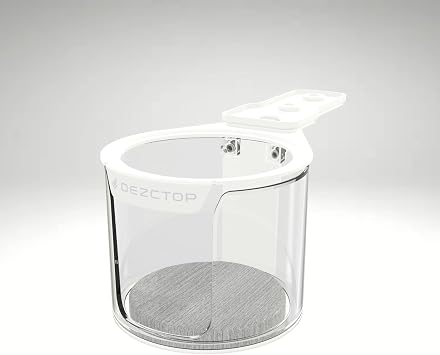 DEZCTOP Rotating Under Desk Cup Holder Plus with Absorbent Pad, Anti-Spill Swivel Design, Fits Mugs, tumblers, and Cups, Perfect for Gaming or Office Desks, White