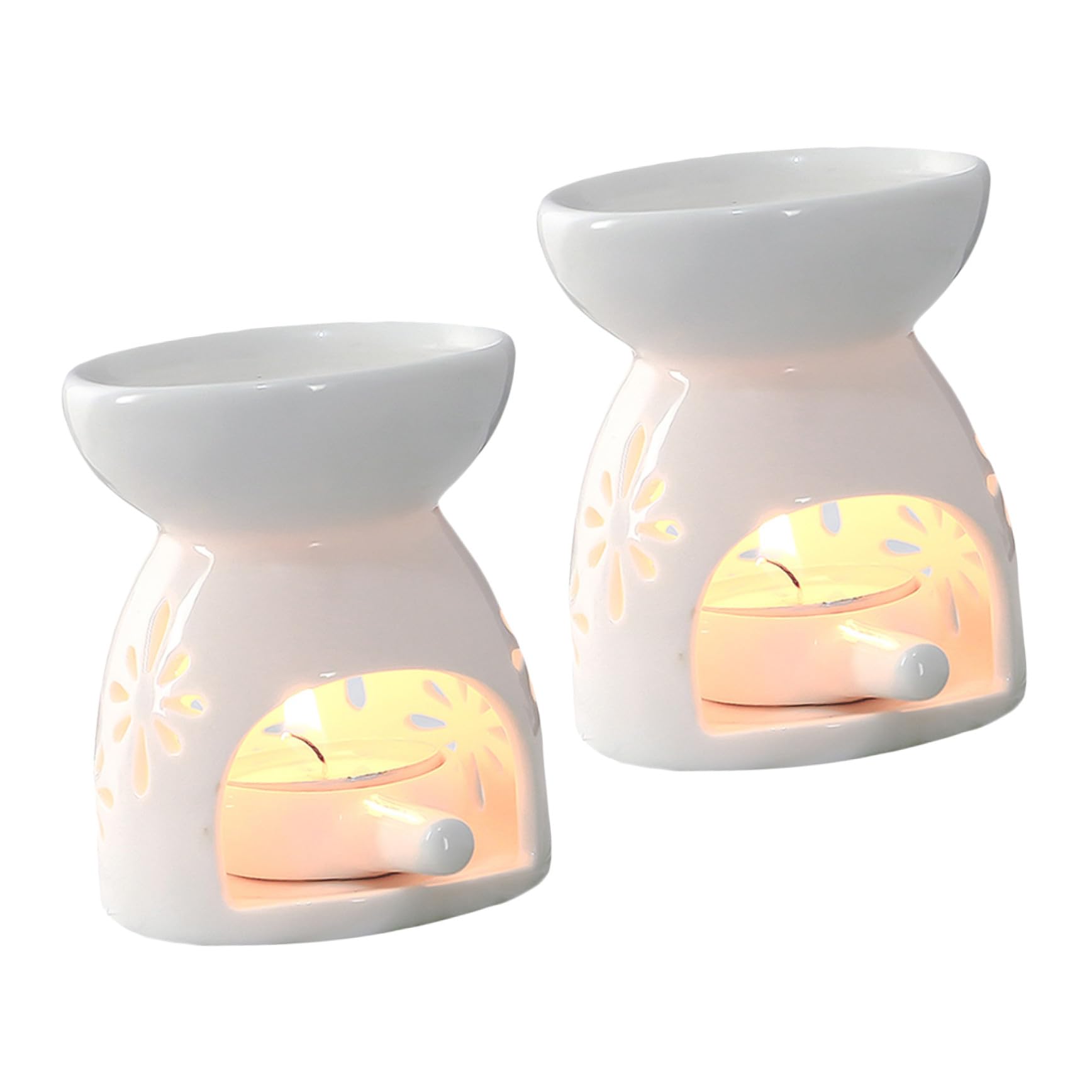 Brûleur D'aromathérapie à Bougie 2 Pièces en Céramique Blanc