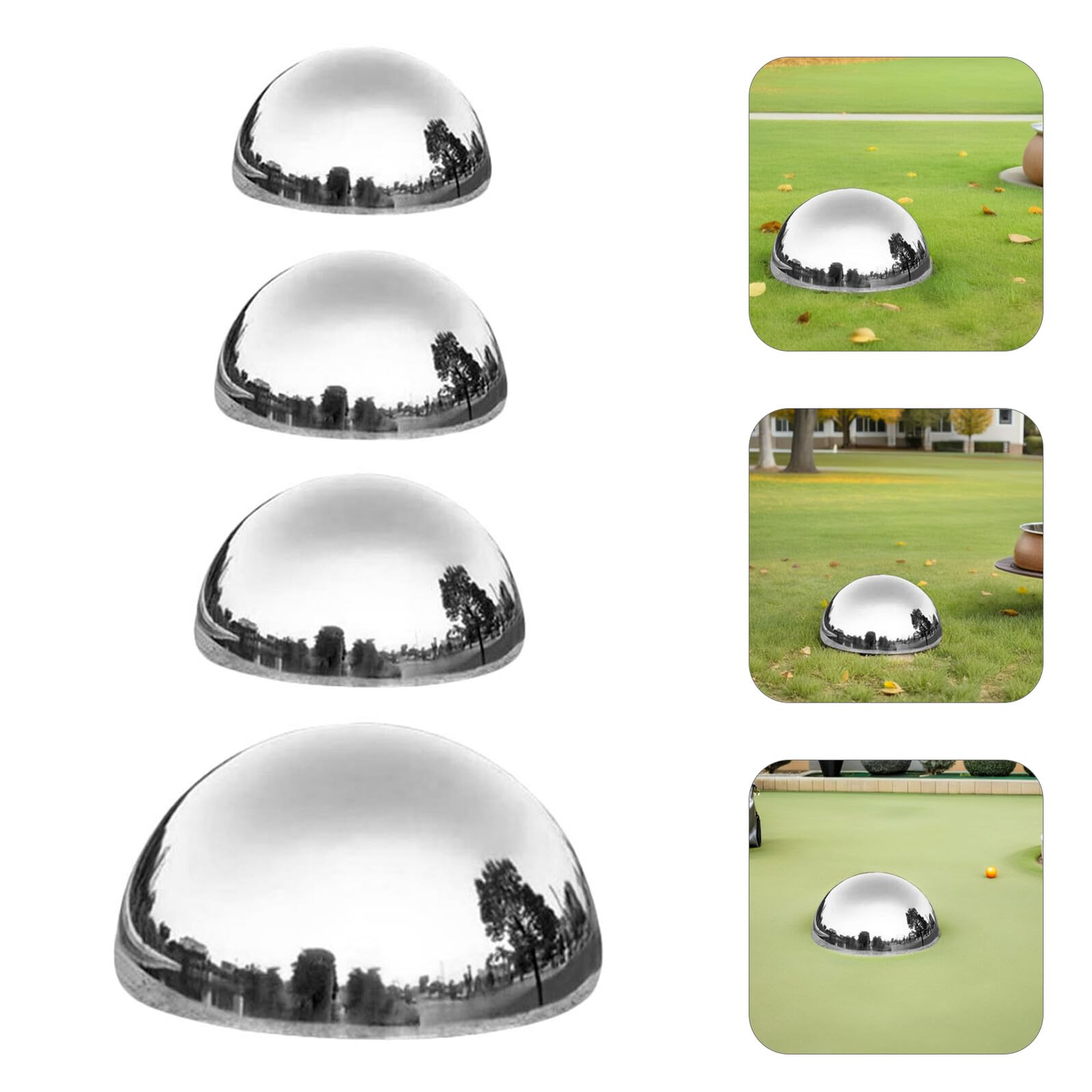 CALLARON Sfere Riflettenti da Giardino 4pezzi in Acciaio Inossidabile Semi Sfera Finitura Specchiata, Resistenti e Infrangibili per Decorazioni Patio e Spazi Esterni