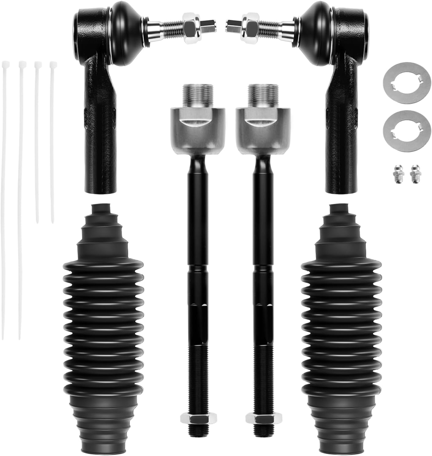 BDFHYK 6pcs Tie Rod Ends Kit Compatible with Dodge Dakota 2000-2004,2*Inner tie rod EV432+1*Outer tie rod ES3572+1*Outer tie rod ES3573+2*dust cover