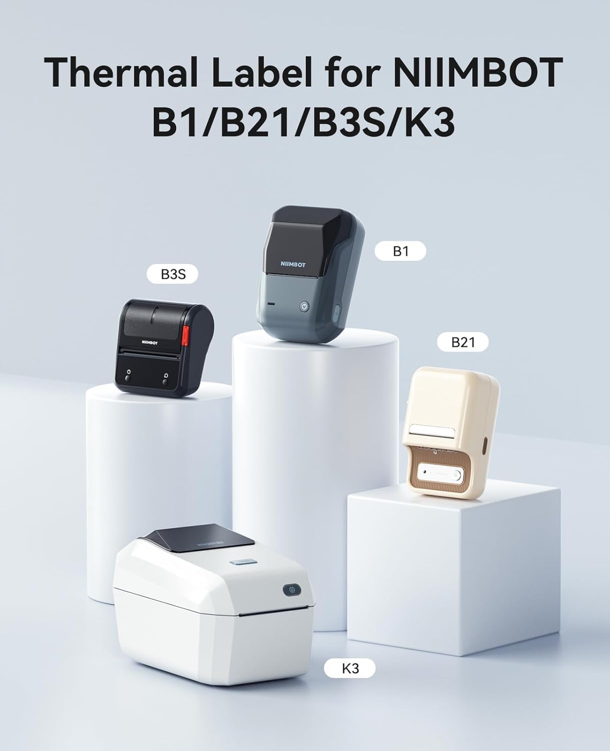 6Rolls Label Tape for NIIMBOT B1/B21/B3S Printer, (1380Pcs in Total) Thermal Sticker Labels Waterproof Anti-Oil Paper White 50 * 30mm