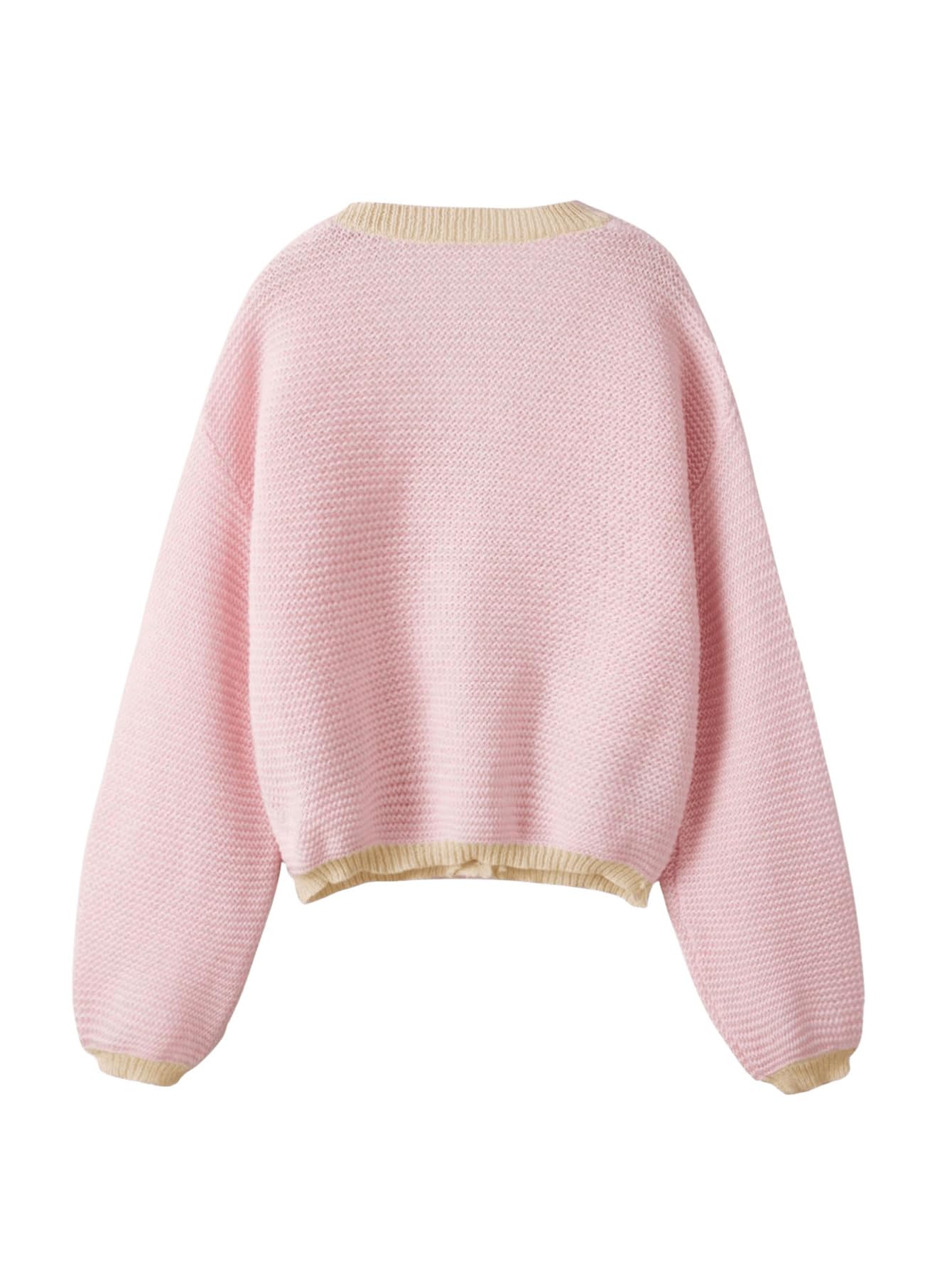 SHENHE Women's Kawaii Strawberry Pattern Cardigan Long Sleeve Open Front Casual Fall Sweater: X-Small Pink