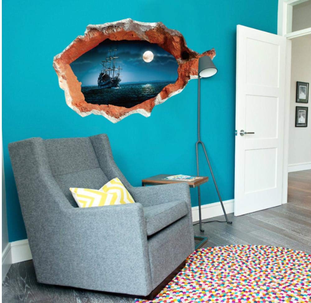 Ocean 3D effect wall sticker Hotel corridor home improvement sticker Wall outside the hole