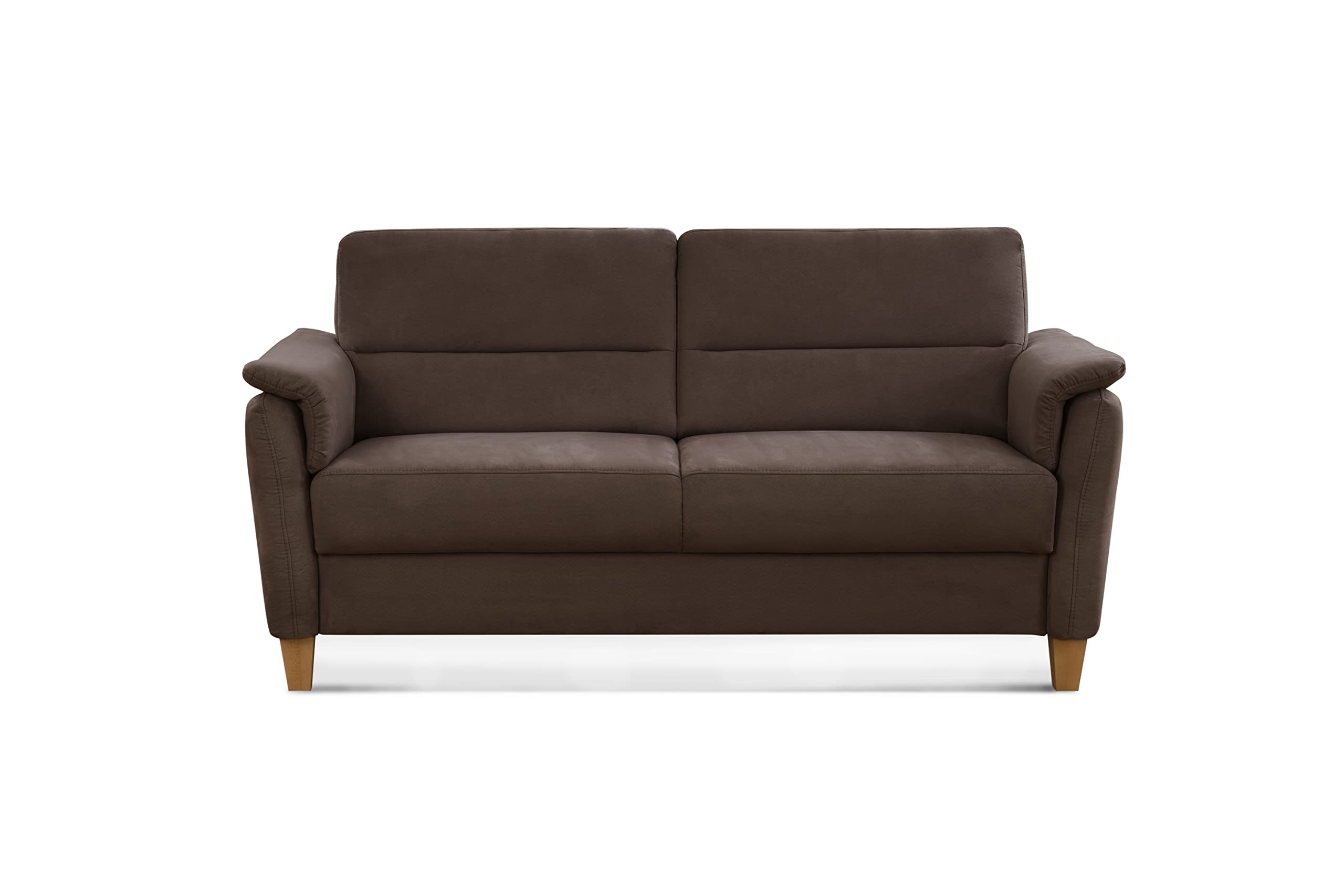 CAVADORE 3er-Sofa Palera mit Federkern / Kompakte Dreisitzer-Couch im Landhaus-Stil / passender Sessel und Hocker optional / 179 x 89 x 89 / Mikrofaser, Braun