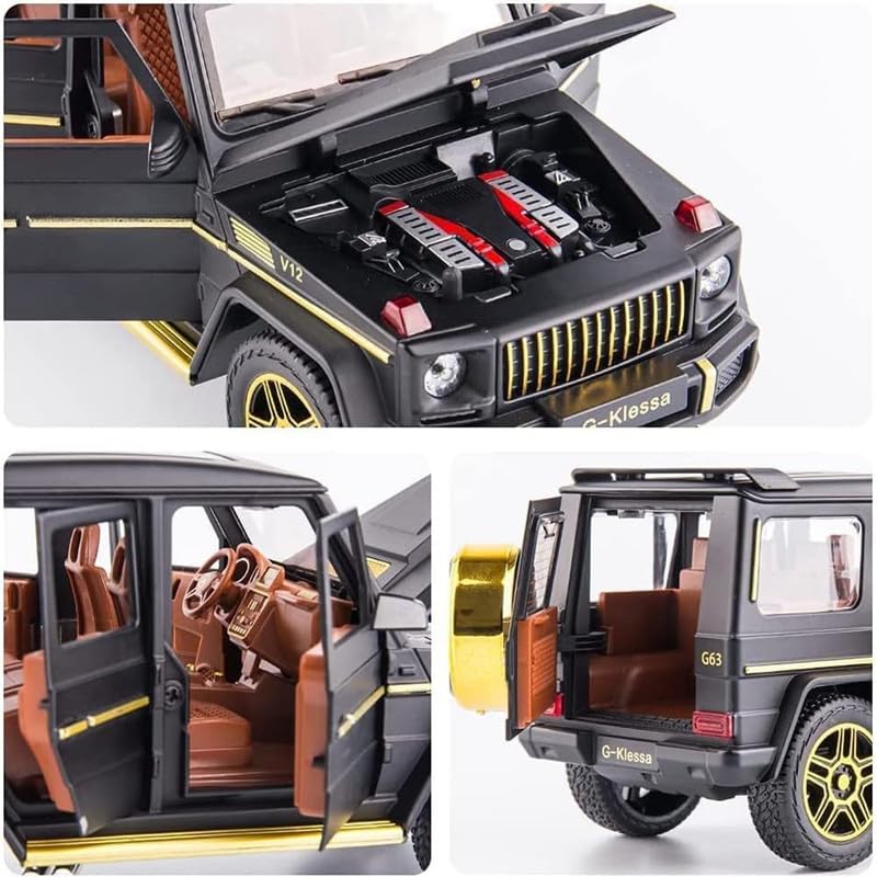 Image of PINQUE Kids New Car 1:32 G Wagon Police Diecast Alloy Metal Pull Back Car with Openable Doors Music Sound and Light Vehicle Toy Car for Boys (White)