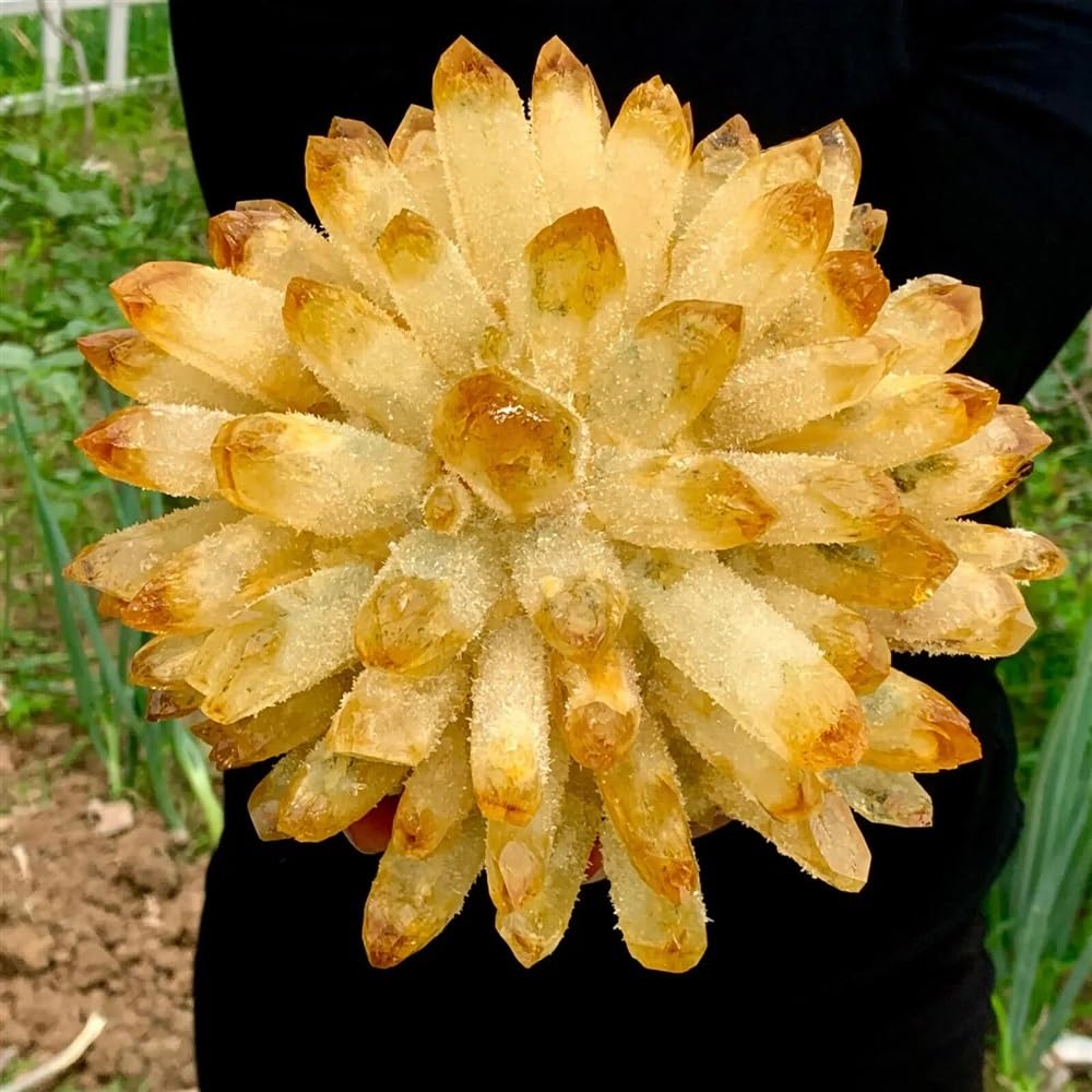 KJEBVHIRS Decorative Ornaments Yellow Tibetan Quartz Crystal Cluster (Size : 600-650g)