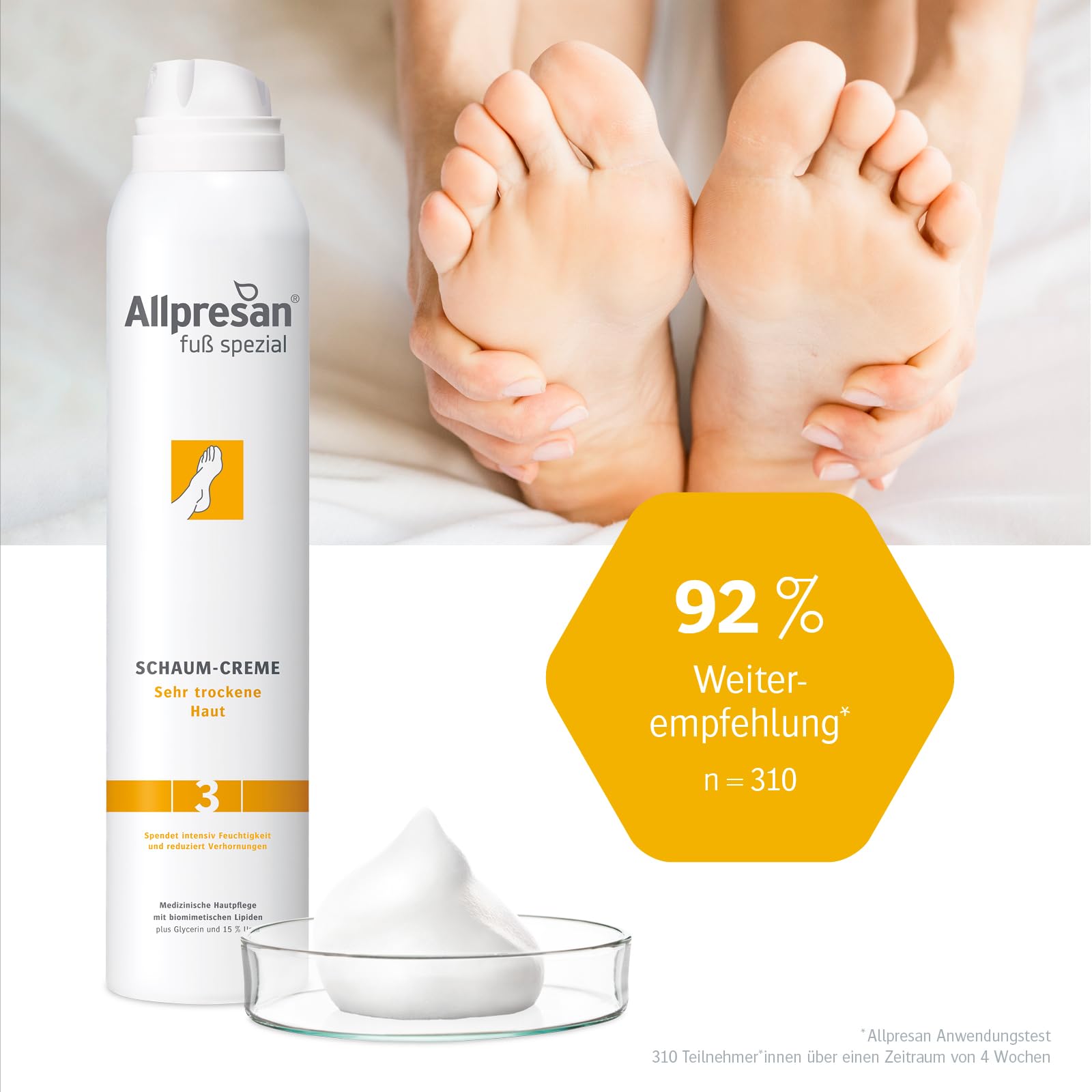 Allpresan Fuß spezial Nr. 3 Schaum-Creme - Fußcreme für sehr trockene Füße - Zur täglichen Fußpflege sehr trockener Haut 200 ml (3)