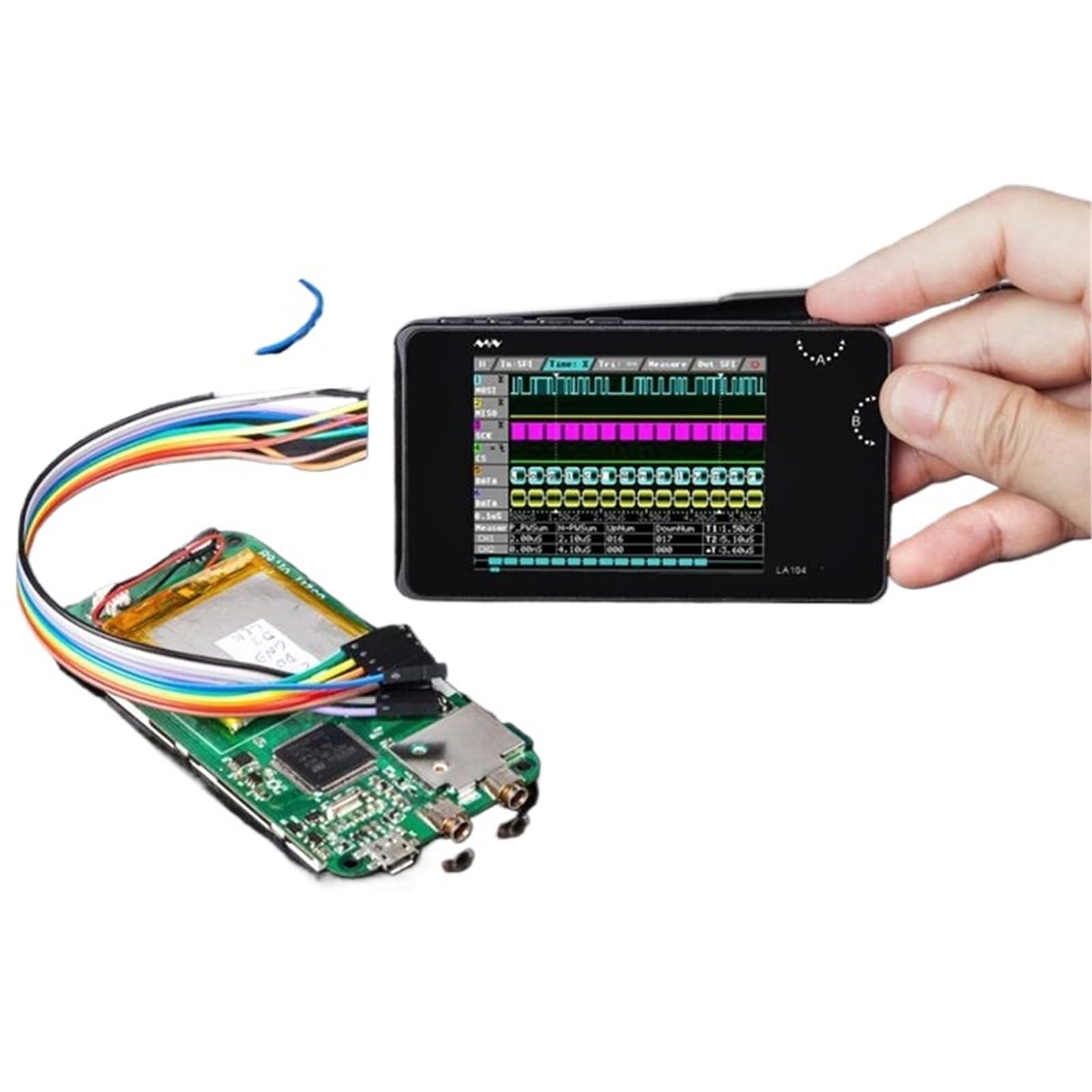 Analizador lógico digital LA104 Mini DSO, pantalla de 2,8", 4 canales, osciloscopio SPI IIC UART programable, 100 MHz máx.(Standard)