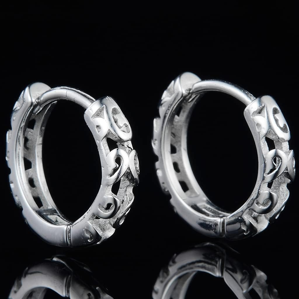 Stainless Steel Knotted Flower Floral Pattern Huggie Cuff Hoop Earrings - Image 4