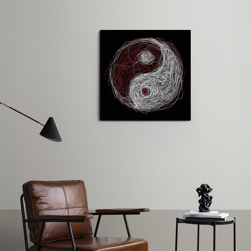 Wakefit Wall Painting, Balancing Act Canvas Wall Art, Wooden Framed Abstract art,Painting for Wall decoration, Wall Painting for Living Room, Modern Home Decor, Set of 1, (24 x 24 Inch)