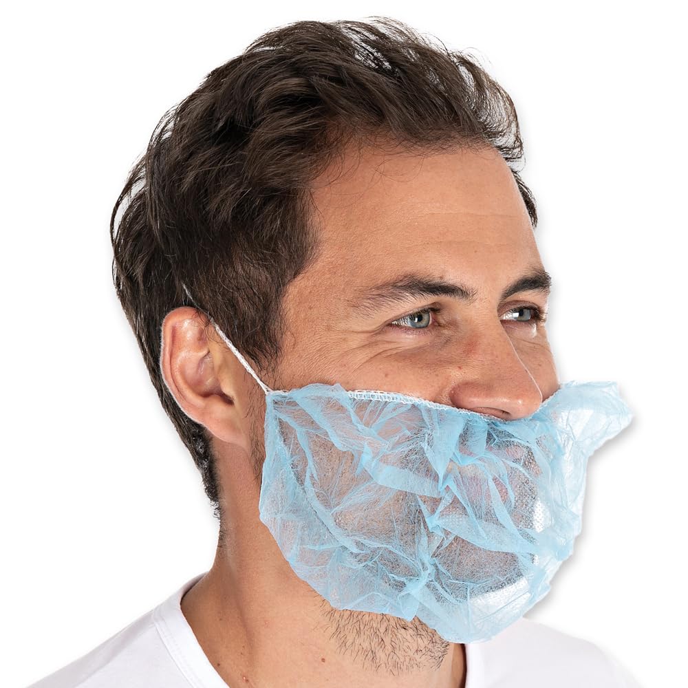 Franz Mensch Hygostar Bartschutz aus PP-Vlies | in blau mit weißem Gummiband, 46 x 20 cm (Einheitsgröße), Stück 1000, Barthaube, Bartschutz Maske, Einwegbartschutz