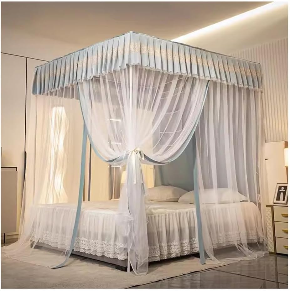 Gray Canopy Mosquito Net Soft and Durable Bed Canopy for Girls Bedroom Tent Canopy Dream Mosquito Net Bedding (Color Double Layer Size 150x200x200cm)