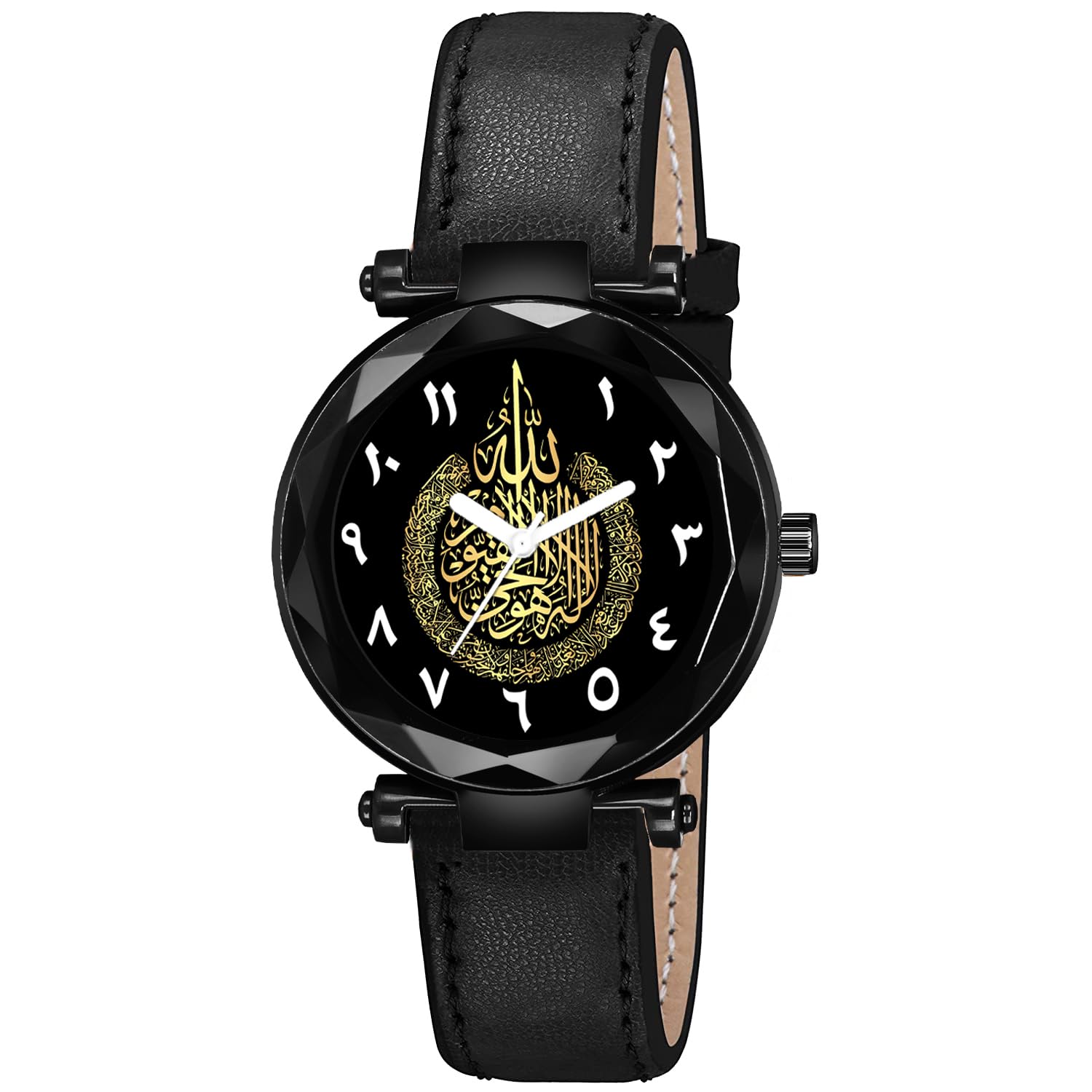 Gadgets World Analog Round Black Dial Stylish Black Strap Islamic Muslim Wrist Watch for Women and Girls, Pack of 1 - AYATULKURSI-GEN-BK-BLK-L (B0DCSSJDLP) Amazon Price History, Amazon Price Tracker