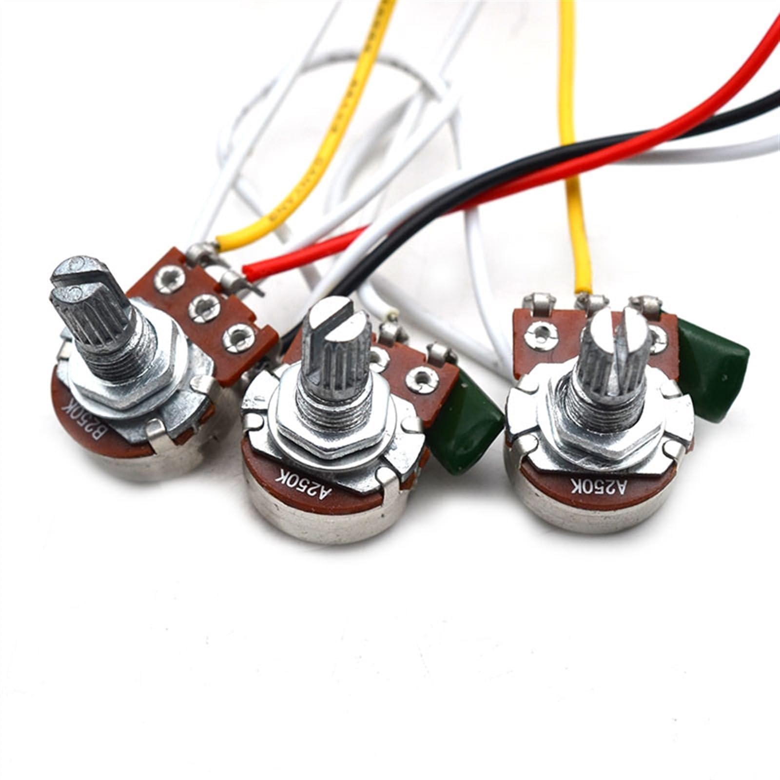 Zestaw do gitary wiring Przetwornik Do Gitary Elektrycznej Czarno-biały Pojedynczy Potencjometr 250K Pełny Zestaw Okablowania Wyjście 6,35(White)