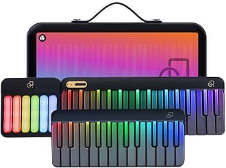 59 Keys LED Guided Learning Smart Portable Piano Keyboard, 256 Voices, 100+ Automatic Chords, Electronic Digital Piano for Beginners, Lighted Piano and