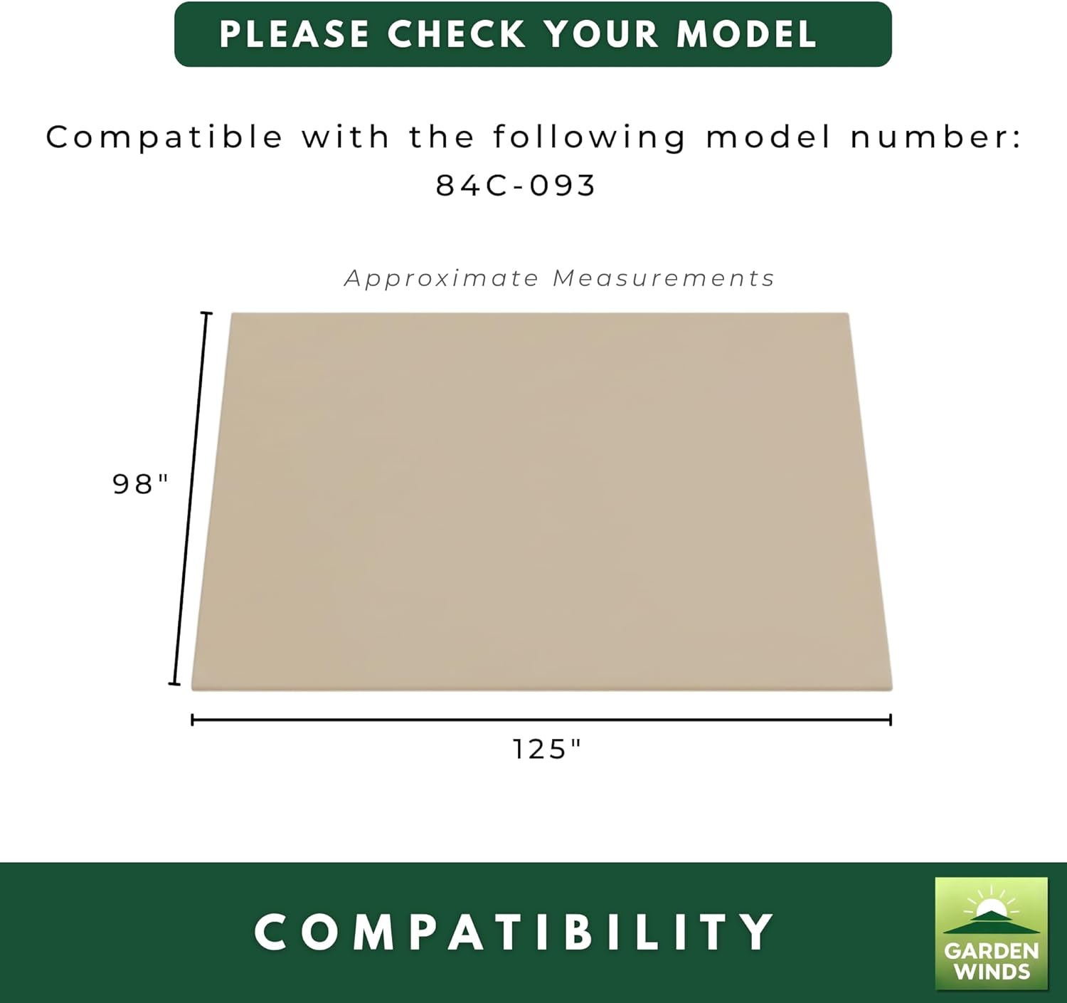 Garden Winds Reinforced RipLock 350 Replacement Canopy Top Cover Compatible with Outsunny 10' x 10' Pergola Model 84C-093 - Beige