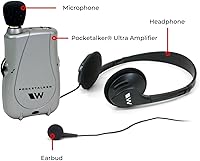 Vista 5 de Amplificador duo con auricular miniatura y auriculares plegables Williams PKT D1 EH pocketalker ultra