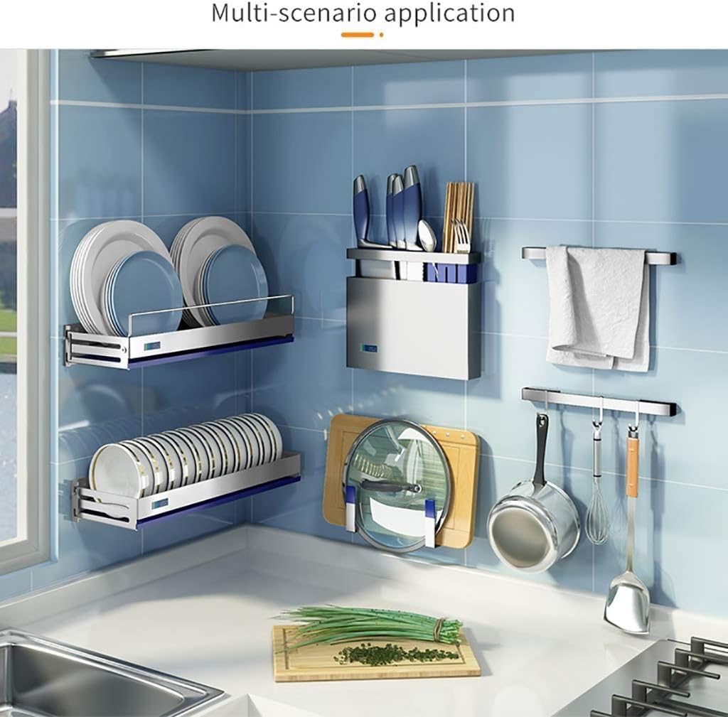 Scaffali da Cucina, Combinazione di scolapiatti in Acciaio Inox 304 a Parete - Installazione Perforata.