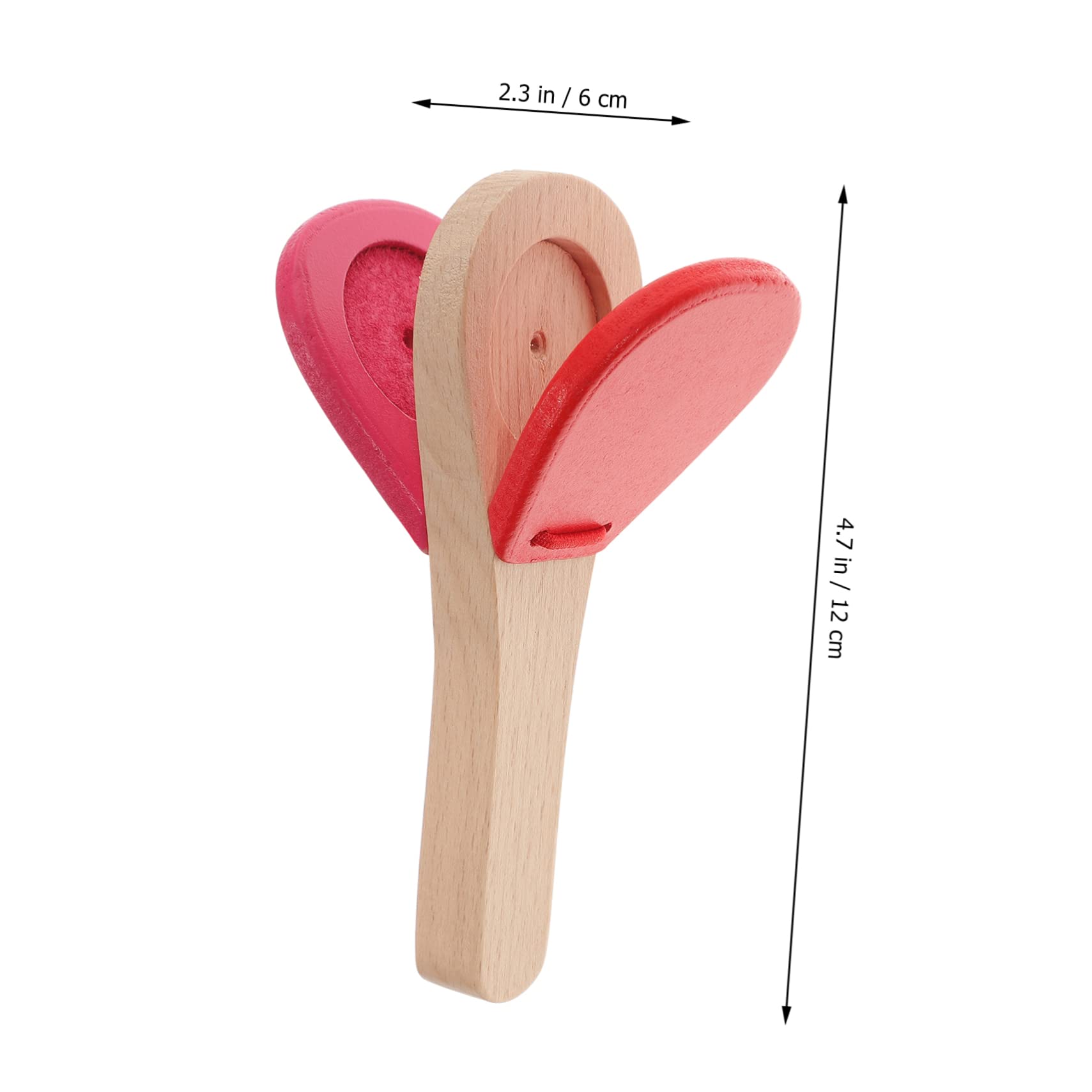 HANABASS Wooden Long Handle Castanet for Educational Percussion Instrument Lightweight Music for Developing Rhythm and Coordination Skills Red