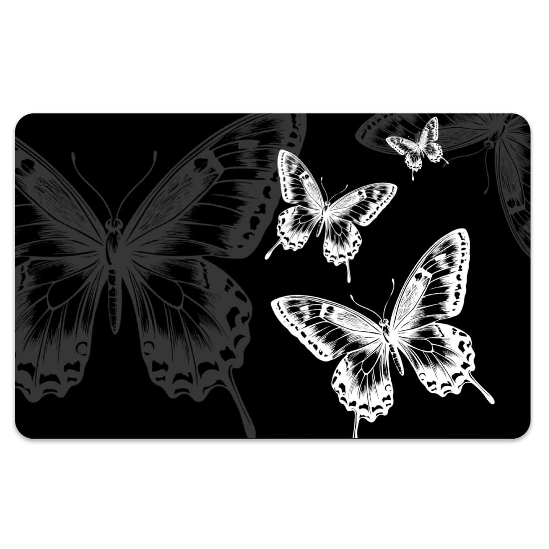 Peacoblue Black and White Butterfly Card Sticker, 4 Pack Vinyl Rectangular Sheet, Minimalist Nature Design, Waterproof Scratch-Proof, EBT/Transportation Card Skin Cover