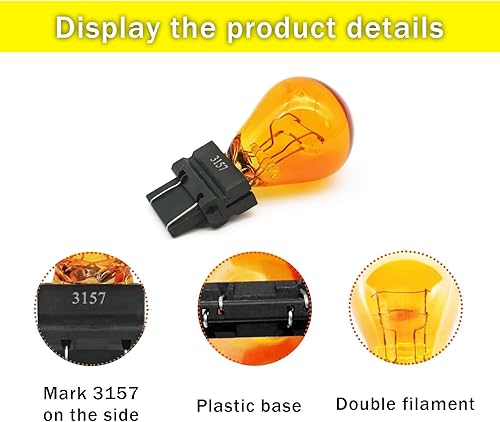 Miniatura 3 de GKmow 10 bombillas de freno de automóvil, 3157 12 V 215 W, micro cuarzo de vidrio de doble alambre, accesorio de repuesto de iluminación de 360,