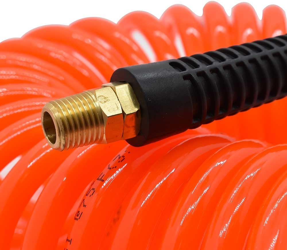 Interstate Pneumatics HR44-030 Orange Polyurethane Recoil Hose 1/4 Inch x 30 Feet Swivel Fittings