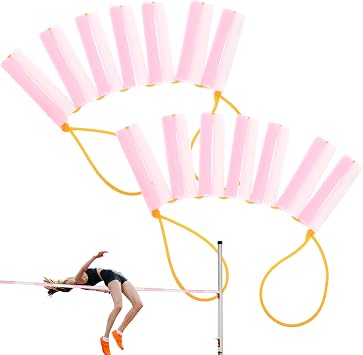 2Pack Elastic Krossband Crossbar,13Ft High Jump Training Equipment,Foldable Gymnastics Bar,Long High Jumping Bungee Elastic Crossbar,Pole Vault Training Jump Bands for High Jump Practice