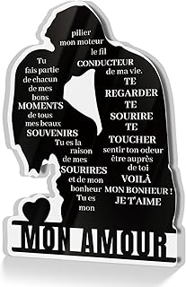 Putuo Decor Décoration Silhouette Romantique – Mon Amour – Message d’Amour en Français – Cadeau de Couple Sentimental