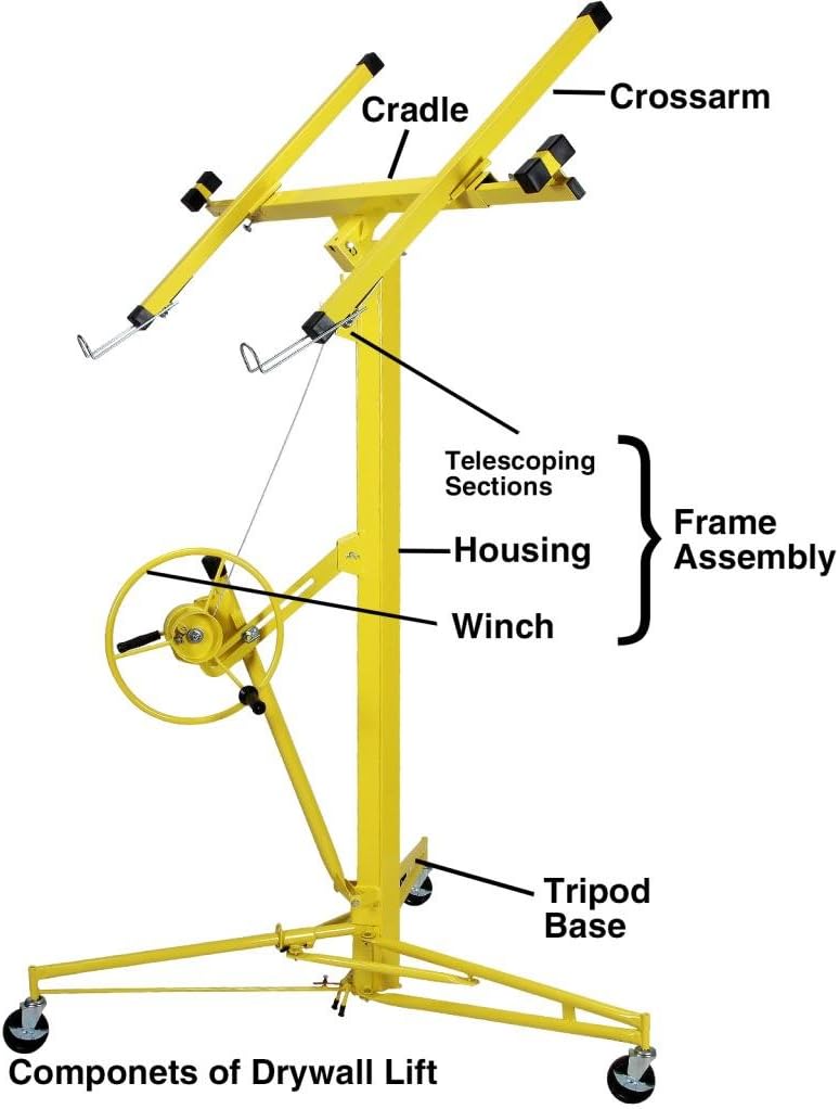 Drywall Lift Rolling Panel Hoist Jack Lifter Construction Caster Wheels Lockable Tool (16FT) - - 