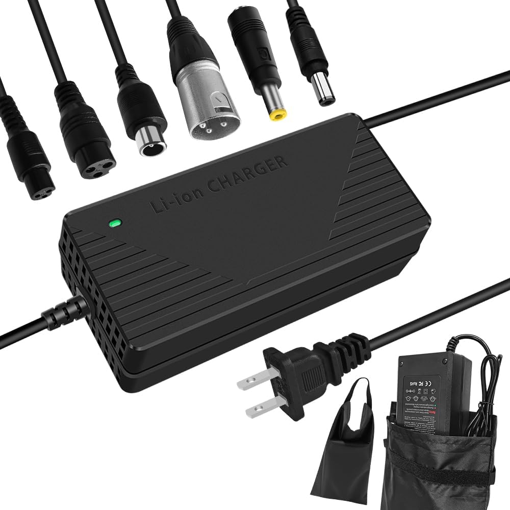 54.6V 3A/5A Fast Charger + Waterproof Bag for All Batteries with a Nominal Voltage of 48V (Fully Charged 54.6V),Including Car Truck Lawn Mower Boat Marine Batteries (3A 6-in-1 Plug)