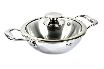 Alda Stainless Steel Wok With Glass Lid- Silver_2pc
