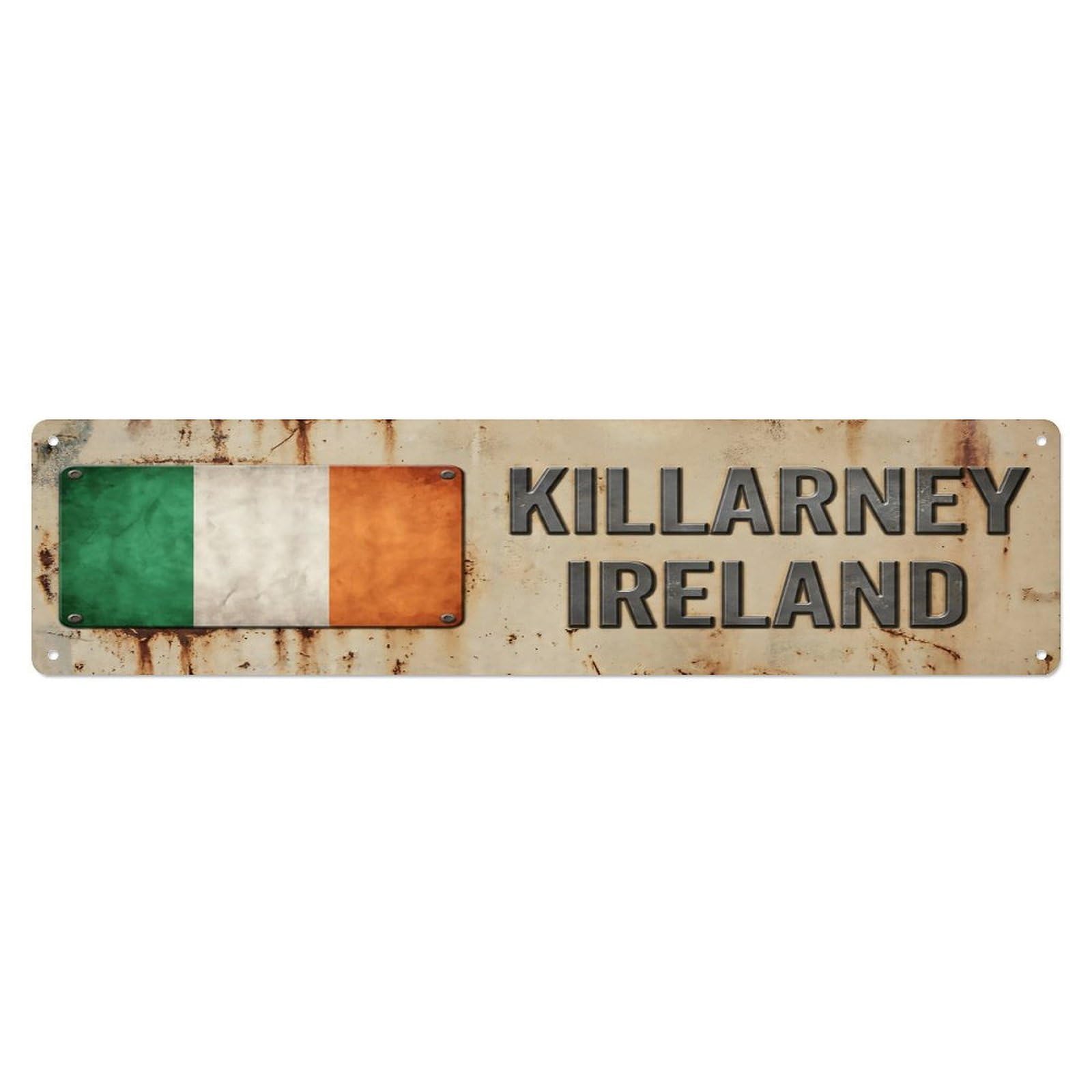 Vintage Killarney Ireland Flag Decor Rustic Travel Metal Tin Sign