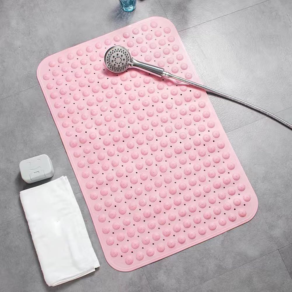 Non Slip Shower Bath Mats with Drain Holes and Suction Cups,Easy to Clean,Safety Bathtub Mats Ideal for Elderly and Children,Soft on Feet (pink,36 * 71)