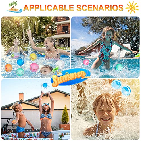 12Pcs Reusable Water Balloons For Kids, Whdpets Refillable Water Balloons Water Bomb Quick Fill And Self Sealing, Outdoor Water Balloon For Summer Party, Backyard And Swimming Pool Games #TOP5