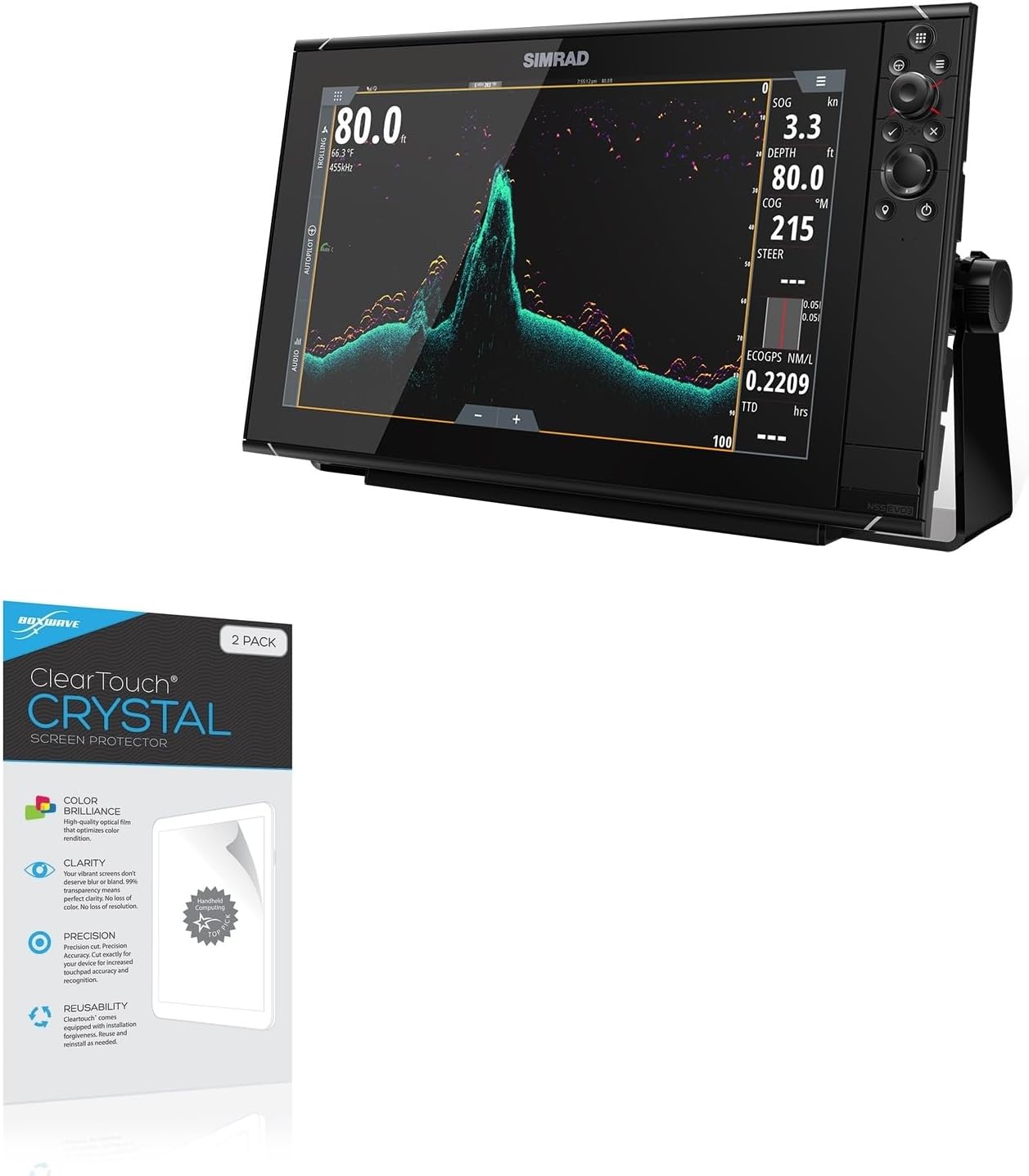 BoxWave Screen Protector Compatible with Simrad NSO Evo3 (16 in) - ClearTouch Crystal (2-Pack), HD Film Skin - Shields from Scratches