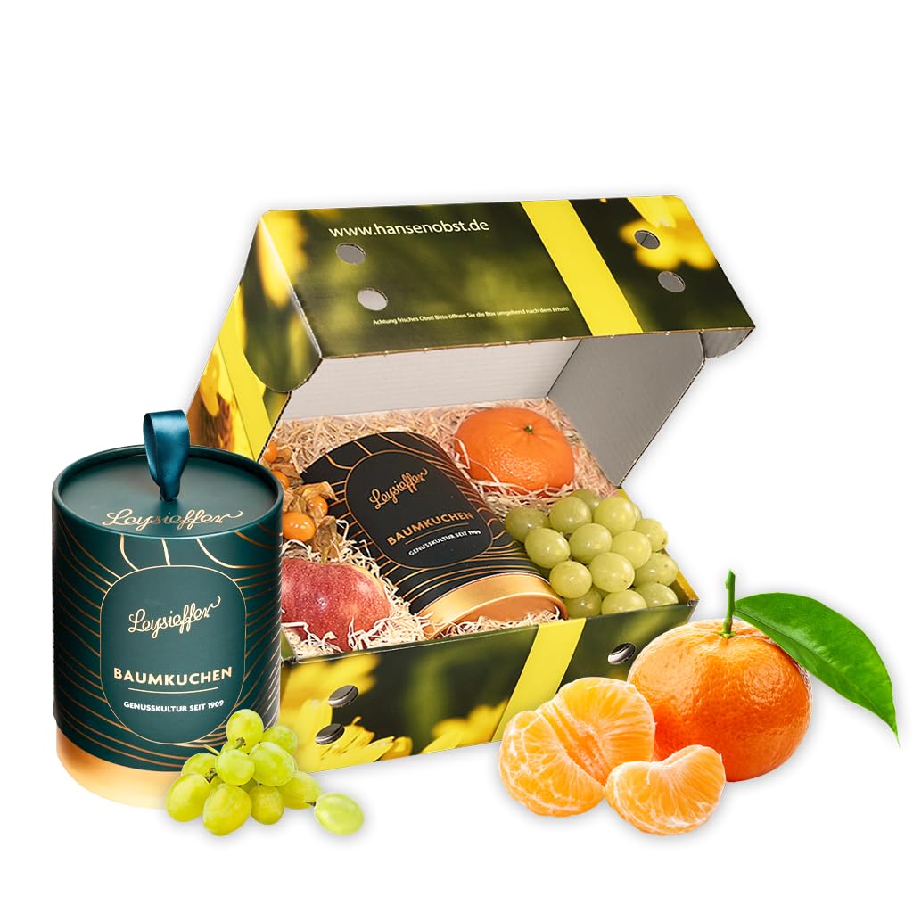 Hansen Obst Geschenkbox "Geburtstagskuchen" mit Geschenkverpackung "Die Margarite" - Geschenk mit frischem Obst - Obstbox