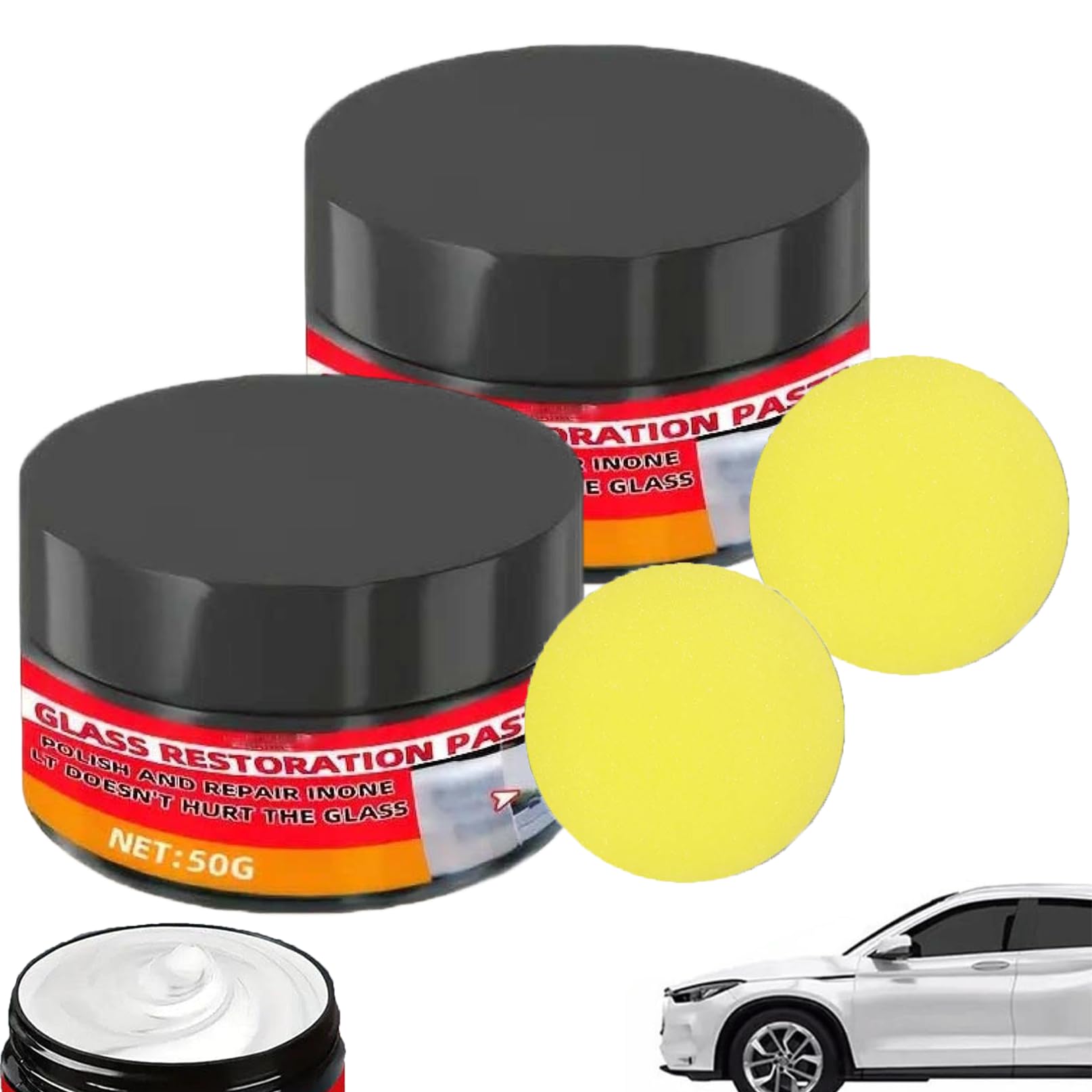 Glass Scratch Remover Kit,Windscreen Scratch Remover,Glass Polishing Compound to Remove Scratches from Car Windshield & Home Glass,for Windows, Mirrors, Aquarium,Truck Automotive RV Outdoor (2PC)